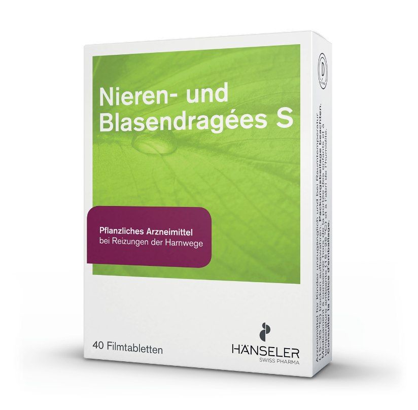 Pack of 40 film-coated tablets Hänseler Nieren- und Blasendragées S - herbal medicine for irritation of the urinary tract
